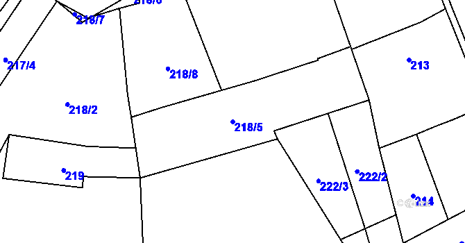 Parcela st. 218/5 v KÚ Liboš, Katastrální mapa