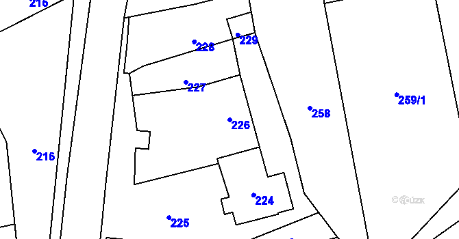 Parcela st. 226 v KÚ Liboš, Katastrální mapa