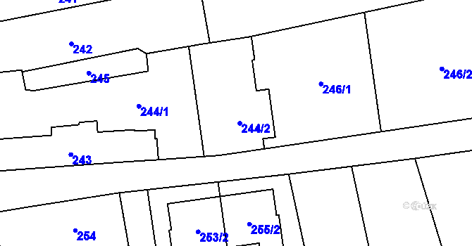 Parcela st. 244/2 v KÚ Liboš, Katastrální mapa
