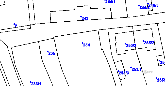 Parcela st. 254 v KÚ Liboš, Katastrální mapa