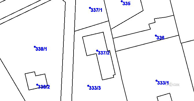 Parcela st. 337/2 v KÚ Liboš, Katastrální mapa