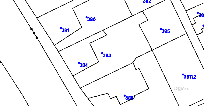 Parcela st. 383 v KÚ Liboš, Katastrální mapa