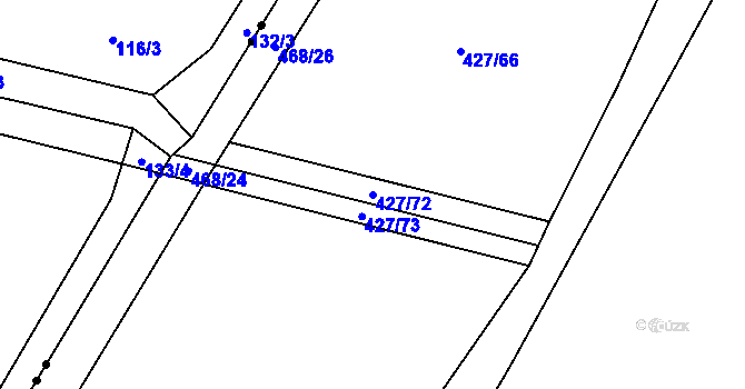 Parcela st. 427/72 v KÚ Liboš, Katastrální mapa