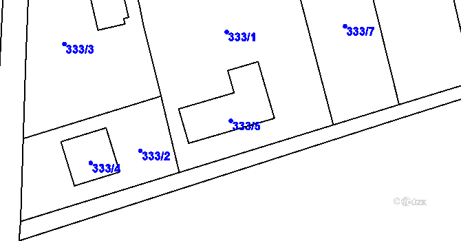 Parcela st. 333/5 v KÚ Liboš, Katastrální mapa