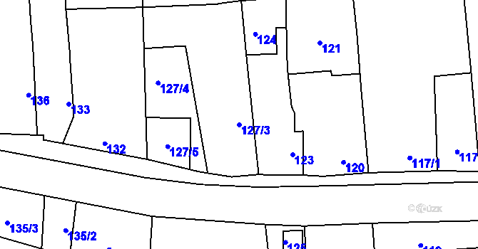 Parcela st. 127/3 v KÚ Liboš, Katastrální mapa