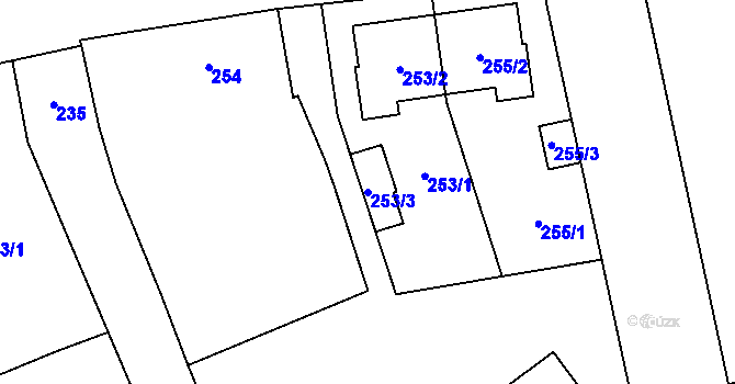 Parcela st. 253/3 v KÚ Liboš, Katastrální mapa