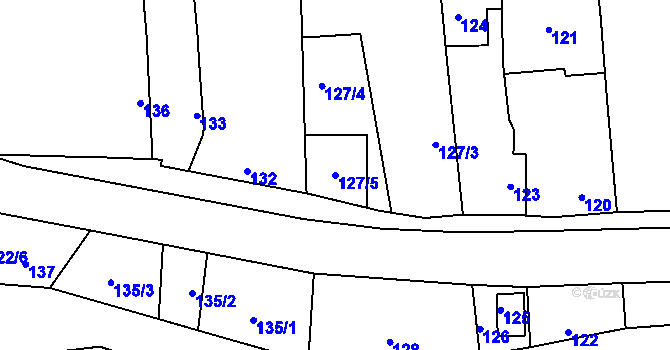 Parcela st. 127/5 v KÚ Liboš, Katastrální mapa