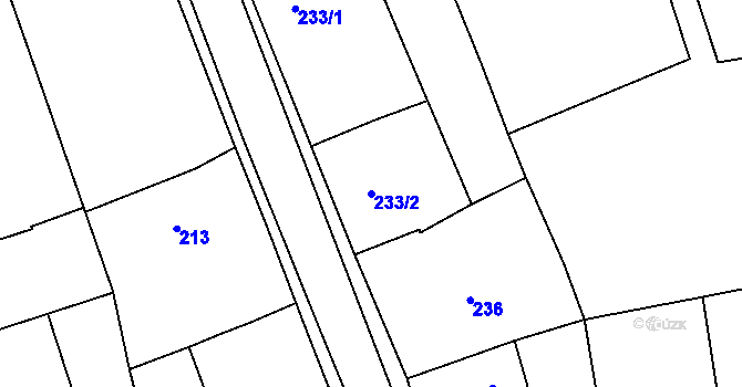 Parcela st. 233/2 v KÚ Liboš, Katastrální mapa