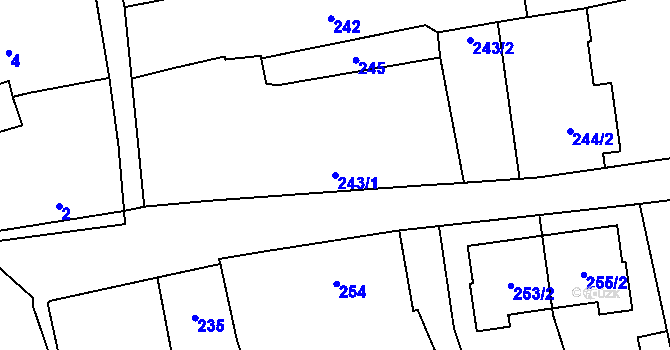 Parcela st. 243/1 v KÚ Liboš, Katastrální mapa