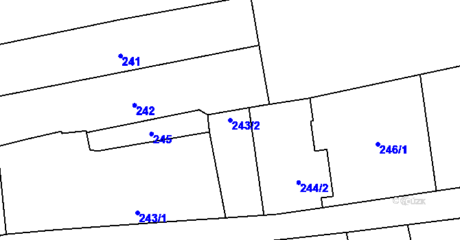 Parcela st. 243/2 v KÚ Liboš, Katastrální mapa