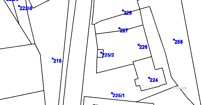 Parcela st. 225/2 v KÚ Liboš, Katastrální mapa