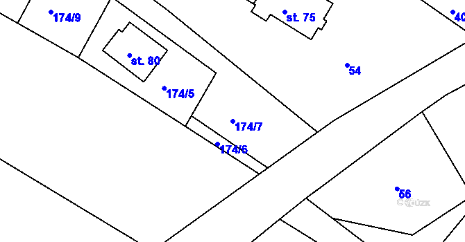 Parcela st. 174/7 v KÚ Dobšice, Katastrální mapa