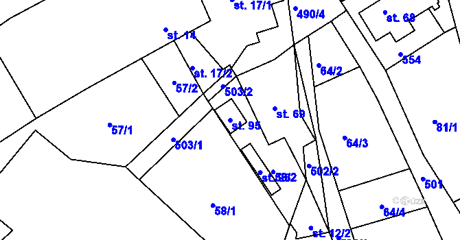 Parcela st. 95 v KÚ Dobšice, Katastrální mapa