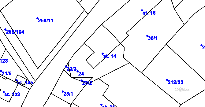 Parcela st. 14 v KÚ Libošovice, Katastrální mapa