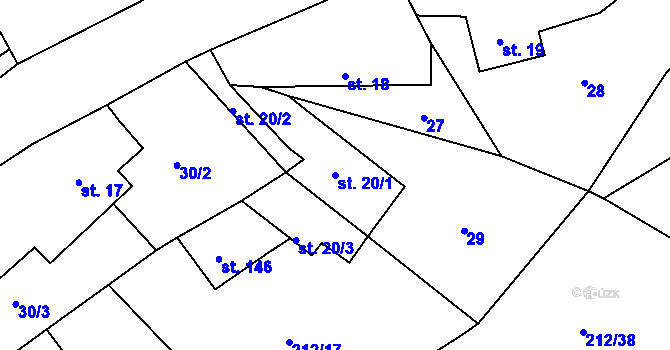 Parcela st. 20/1 v KÚ Libošovice, Katastrální mapa