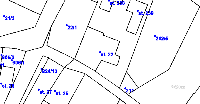 Parcela st. 22 v KÚ Libošovice, Katastrální mapa