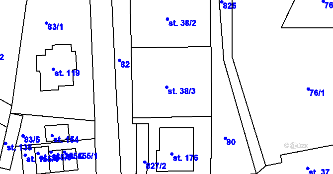 Parcela st. 38/3 v KÚ Libošovice, Katastrální mapa