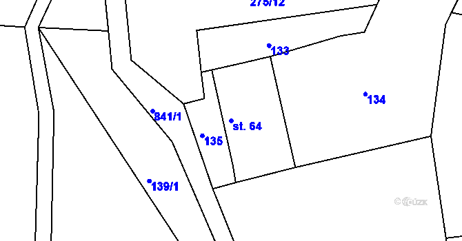 Parcela st. 64 v KÚ Libošovice, Katastrální mapa