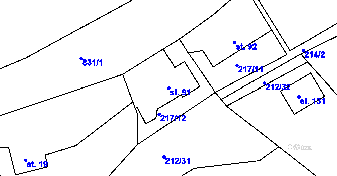 Parcela st. 91 v KÚ Libošovice, Katastrální mapa