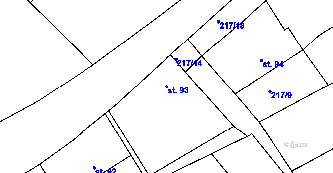 Parcela st. 93 v KÚ Libošovice, Katastrální mapa