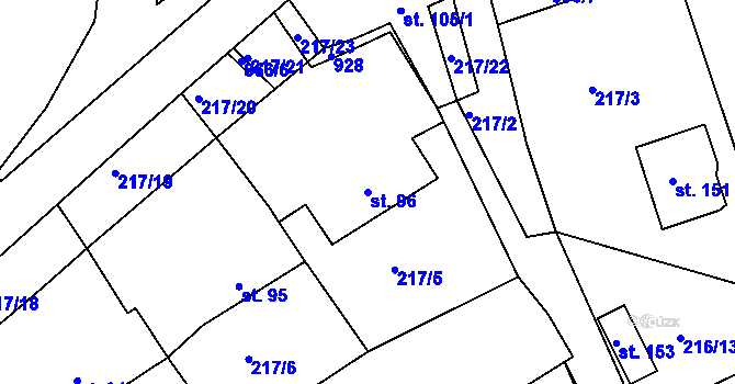 Parcela st. 96 v KÚ Libošovice, Katastrální mapa