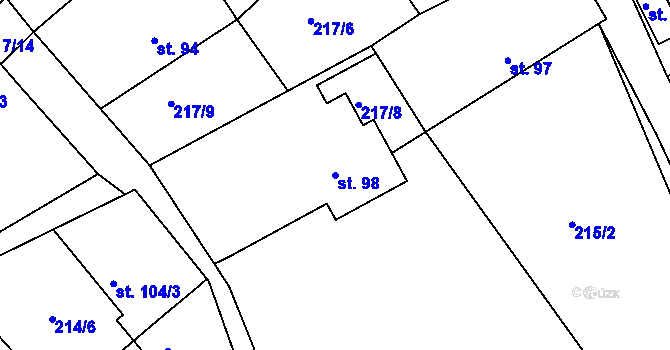 Parcela st. 98 v KÚ Libošovice, Katastrální mapa