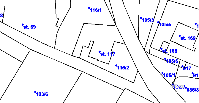 Parcela st. 117 v KÚ Libošovice, Katastrální mapa