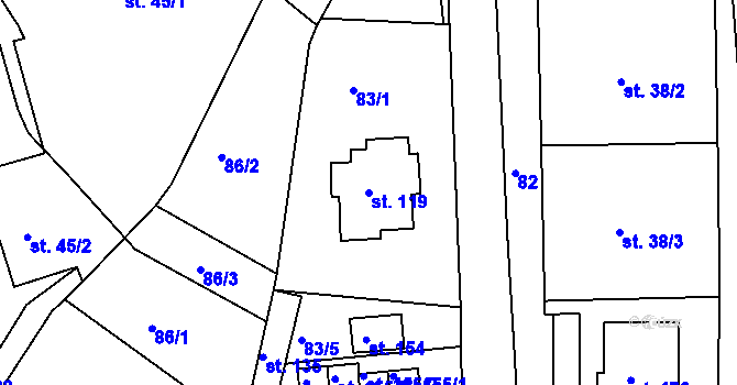 Parcela st. 119 v KÚ Libošovice, Katastrální mapa