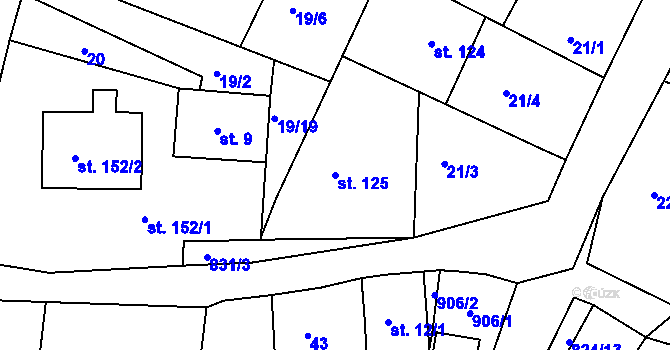 Parcela st. 125 v KÚ Libošovice, Katastrální mapa