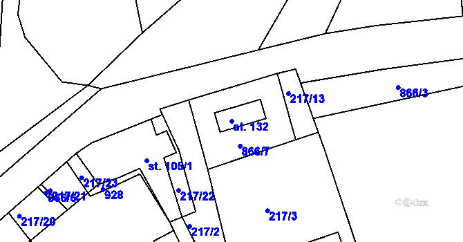 Parcela st. 132 v KÚ Libošovice, Katastrální mapa