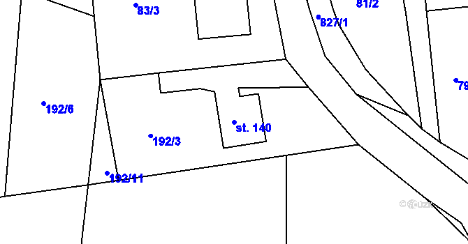 Parcela st. 140 v KÚ Libošovice, Katastrální mapa
