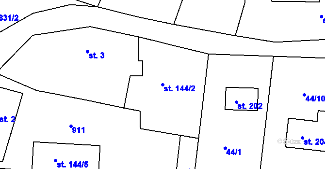 Parcela st. 144/2 v KÚ Libošovice, Katastrální mapa