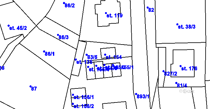 Parcela st. 154 v KÚ Libošovice, Katastrální mapa