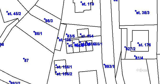 Parcela st. 155/2 v KÚ Libošovice, Katastrální mapa
