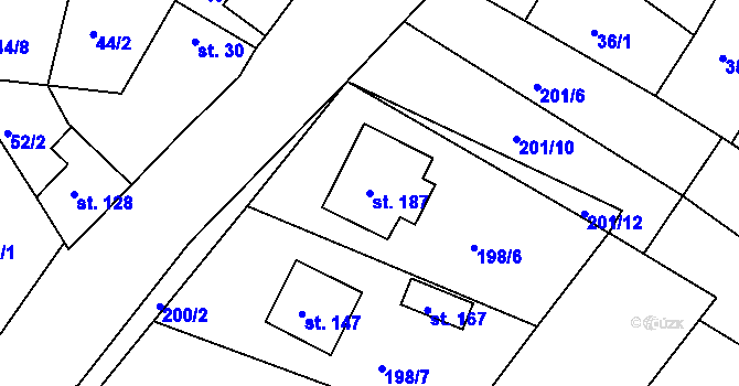 Parcela st. 187 v KÚ Libošovice, Katastrální mapa