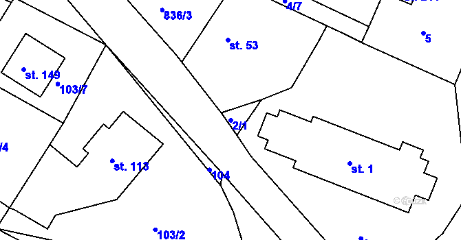 Parcela st. 2/1 v KÚ Libošovice, Katastrální mapa