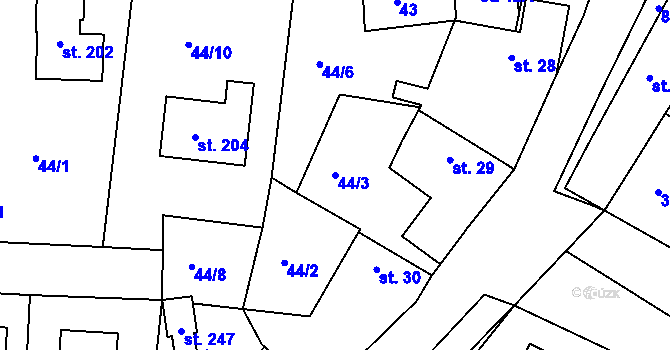Parcela st. 44/3 v KÚ Libošovice, Katastrální mapa