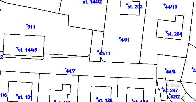 Parcela st. 44/11 v KÚ Libošovice, Katastrální mapa