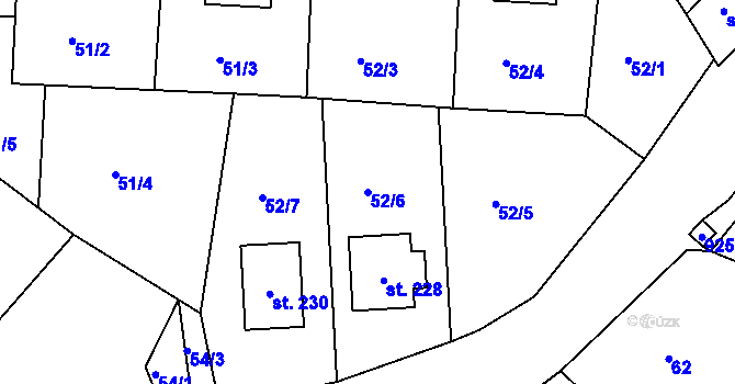 Parcela st. 52/6 v KÚ Libošovice, Katastrální mapa