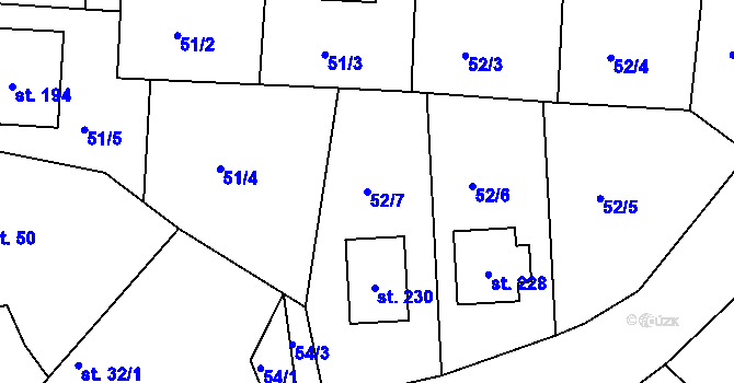 Parcela st. 52/7 v KÚ Libošovice, Katastrální mapa