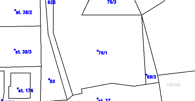 Parcela st. 76/1 v KÚ Libošovice, Katastrální mapa