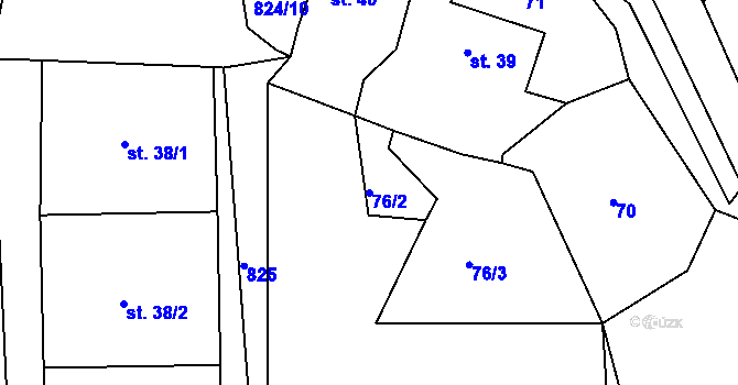 Parcela st. 76/2 v KÚ Libošovice, Katastrální mapa