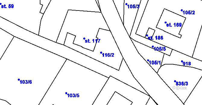 Parcela st. 116/2 v KÚ Libošovice, Katastrální mapa