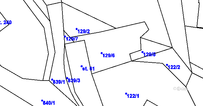 Parcela st. 129/6 v KÚ Libošovice, Katastrální mapa