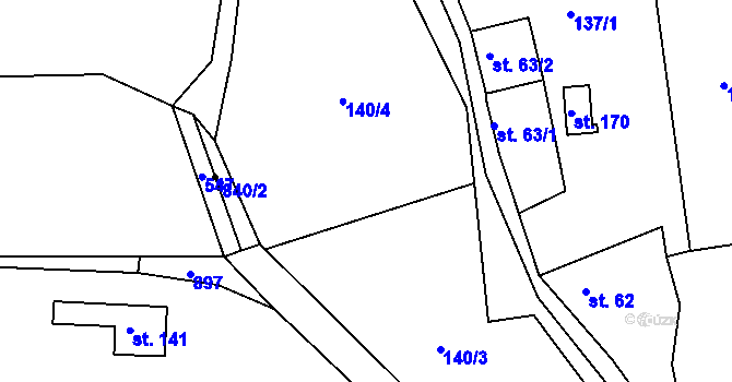 Parcela st. 140 v KÚ Libošovice, Katastrální mapa