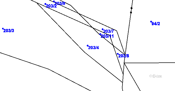 Parcela st. 203/4 v KÚ Libošovice, Katastrální mapa