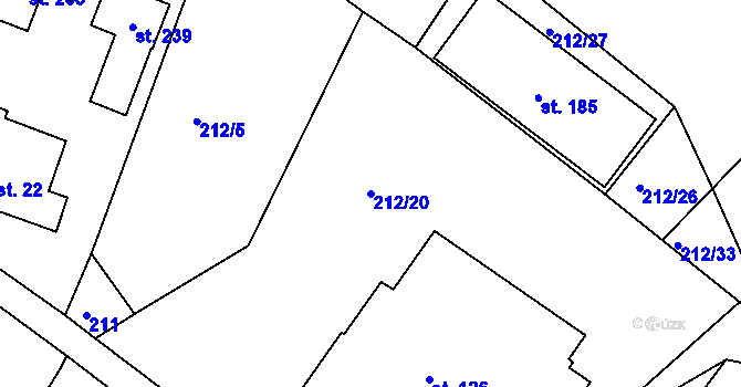 Parcela st. 212/20 v KÚ Libošovice, Katastrální mapa