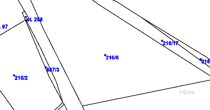Parcela st. 216/6 v KÚ Libošovice, Katastrální mapa