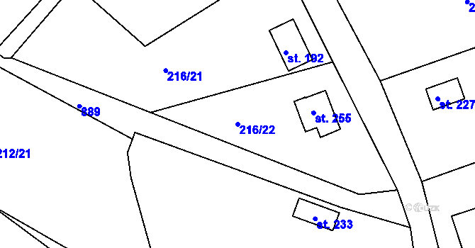 Parcela st. 216/22 v KÚ Libošovice, Katastrální mapa