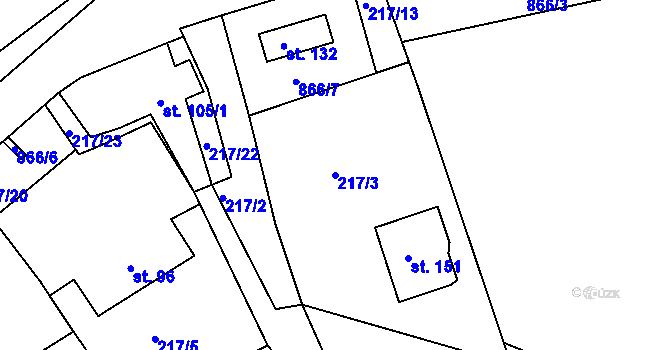Parcela st. 217/3 v KÚ Libošovice, Katastrální mapa
